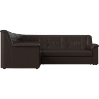Угловой диван Лига диванов Карелия левый угол полностью экокожа коричневая 113364L