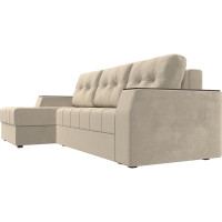 Угловой диван Лига диванов Эмир БС левый полностью микровельвет бежевый 110413L