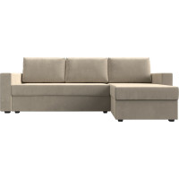 Угловой диван Лига диванов Траумберг Лайт правый полностью микровельвет бежевый 117130