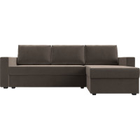 Угловой диван Лига диванов Траумберг Лайт правый полностью велюр коричневый 117148