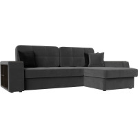 Угловой диван Лига диванов Брюссель правый полностью велюр серый 110652