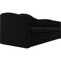 Прямой диван Лига диванов Мечта полностью микровельвет черный 112865