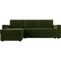 Угловой диван Лига диванов Траумберг Лайт левый полностью микровельвет зеленый 117129L