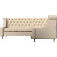 Угловой диван Лига диванов Бронкс угол правый полностью экокожа бежевая 114587