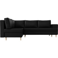 Угловой диван Лига диванов Сильвана левый полностью экокожа черная 100857L