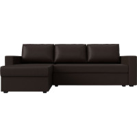 Угловой диван Лига диванов Траумберг Лайт левый полностью экокожа коричневая 117144L