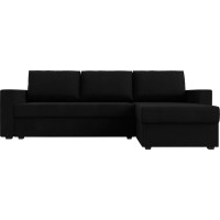 Угловой диван Лига диванов Траумберг Лайт правый полностью микровельвет черный 117134