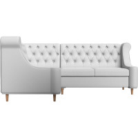 Угловой диван Лига диванов Бронкс угол левый полностью экокожа белая 114588L