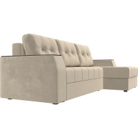 Угловой диван Лига диванов Эмир БС правый полностью микровельвет бежевый 110413