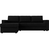 Угловой диван Лига диванов Траумберг Лайт левый полностью микровельвет черный 117134L