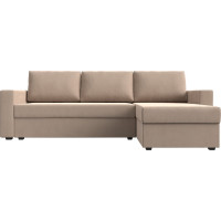 Угловой диван Лига диванов Траумберг Лайт правый полностью велюр бежевый 117151