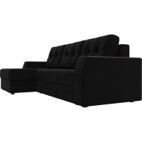Угловой диван Лига диванов Эмир БС левый полностью микровельвет черный 110435L