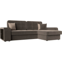 Угловой диван Лига диванов Брюссель правый полностью велюр коричневый 110651