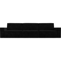 Прямой диван Лига диванов Куба лонг полностью Велюр Черный 116869
