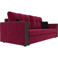 Прямой диван Лига диванов Валенсия Лайт полностью микровельвет бордовый, подушки микровельвет БОР/черн 117219