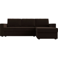 Угловой диван Лига диванов Траумберг Лайт правый полностью микровельвет коричневый 117133