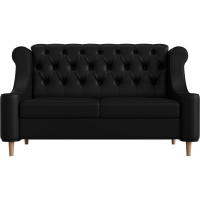 Прямой диван Лига диванов Бронкс полностью экокожа черная, кант экокожа черная 114582