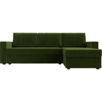 Угловой диван Лига диванов Траумберг Лайт правый полностью микровельвет зеленый 117129