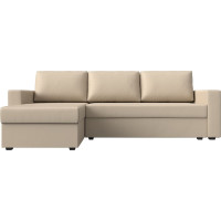 Угловой диван Лига диванов Траумберг Лайт левый полностью экокожа бежевая 117146L