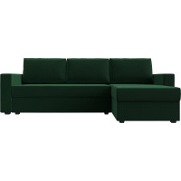 Угловой диван Лига диванов Траумберг Лайт правый полностью велюр зеленый 117150