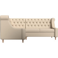 Угловой диван Лига диванов Бронкс угол левый полностью экокожа бежевая 114587L