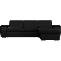 Угловой диван Лига диванов Лига-025 правый угол полностью экокожа черная 119256