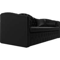 Прямой диван Лига диванов Мечта полностью экокожа черная 112874