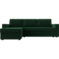 Угловой диван Лига диванов Траумберг Лайт левый полностью велюр зеленый 117150L