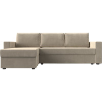 Угловой диван Лига диванов Траумберг Лайт левый полностью микровельвет бежевый 117130L