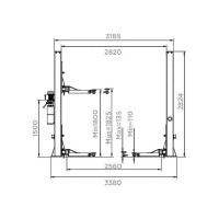 Двухстоечный подъемник KraftWell г/п 3200 кг. электрогидравлический, высота 2824 мм., сеть 380 В, упр. стопорами на 2-х колоннах KRW3DLM