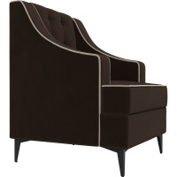 Кресло Лига диванов Марк полностью микровельвет коричневый, кант микровельвет бежевый 111878
