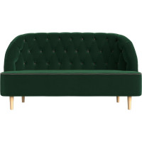 Кушетка Лига диванов Амиса полностью велюр зеленый, кант велюр коричневый 109830