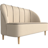 Кушетка Лига диванов Фелини полностью экокожа бежевая, кант экокожа коричневая 109873