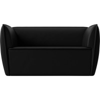 Прямой диван Лига диванов Бергамо 2-х местный полностью экокожа черная 112080
