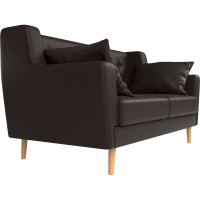 Прямой диван Лига диванов Брайтон 2 полностью экокожа коричневая 108935
