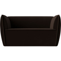 Прямой диван Лига диванов Бергамо 2-х местный полностью микровельвет коричневый 112059