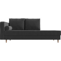 Кушетка Лига диванов Прайм левый полностью велюр серый 100877L