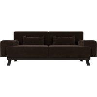 Прямой диван Лига диванов Мюнхен полностью микровельвет коричневый 109107
