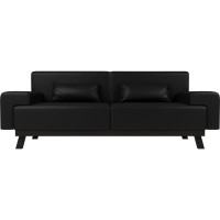 Прямой диван Лига диванов Мюнхен полностью экокожа черная 109117