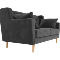 Прямой диван Лига диванов Брайтон 2 полностью велюр серый 108919