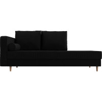 Кушетка Лига диванов Прайм левый полностью микровельвет черный 100884L