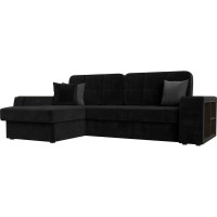 Угловой диван Лига диванов Брюссель левый полностью велюр черный 110654L
