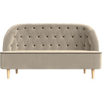 Кушетка Лига диванов Амиса полностью микровельвет бежевый, кант микровельвет коричневый 109835