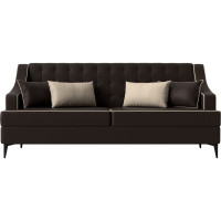 Прямой диван Лига диванов Марк полностью экокожа коричневая, кант экокожа бежевая, подушки экокожа КОР/БЕЖ 111921