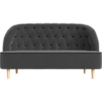 Кушетка Лига диванов Амиса полностью велюр серый, кант велюр черный 109832