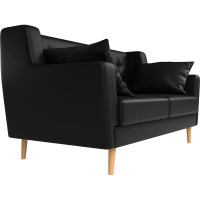 Прямой диван Лига диванов Брайтон 2 полностью экокожа черная 108936