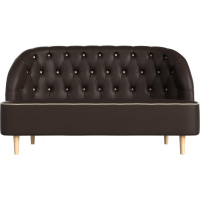 Кушетка Лига диванов Амиса полностью экокожа коричневая, кант экокожа бежевая 109849