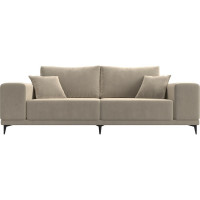 Прямой диван Лига диванов Льюес полностью микровельвет бежевый 108601