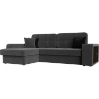 Угловой диван Лига диванов Брюссель левый полностью велюр серый 110652L