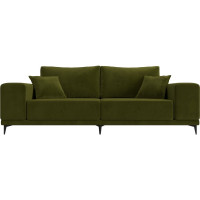 Прямой диван Лига диванов Льюес полностью микровельвет зеленый 108603